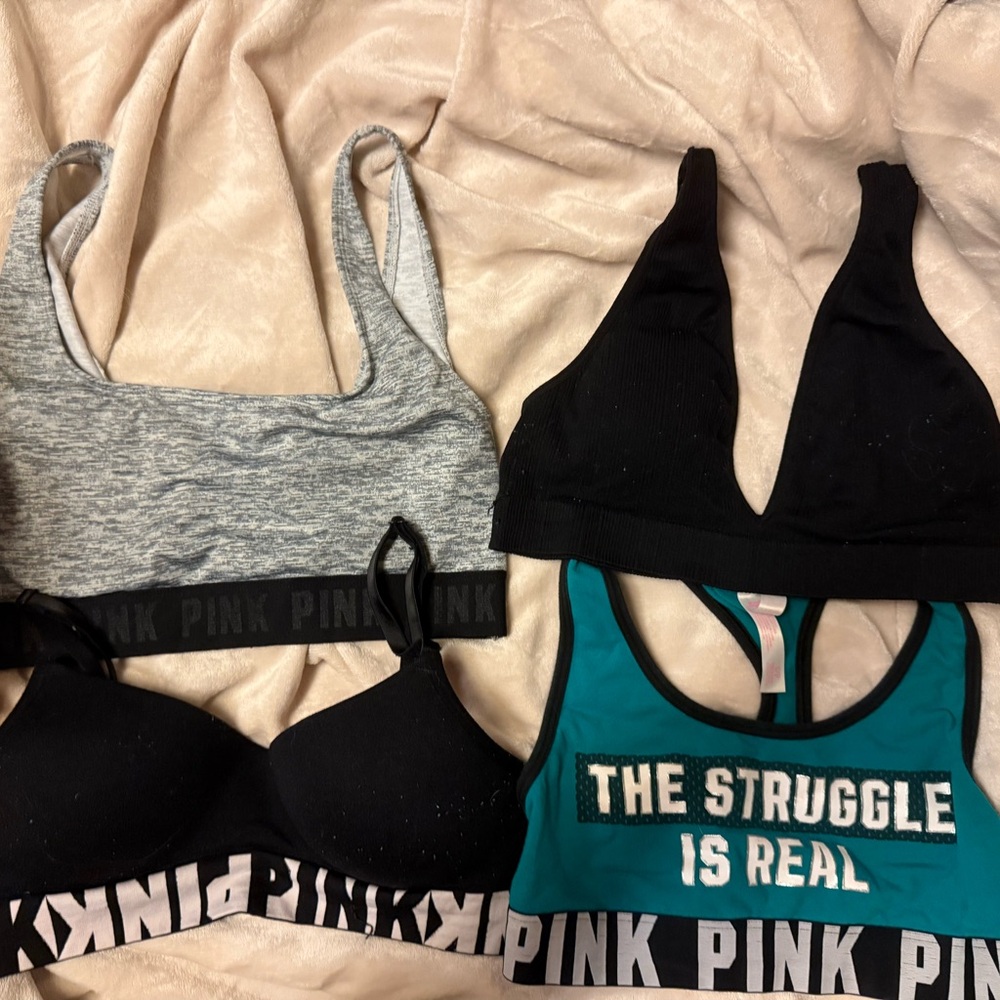 Lot of 4 pink sports bras all size small